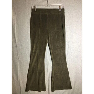 Womens Aerie Flare Leggings Army Green Corduroy Texture Ribbed Flattering